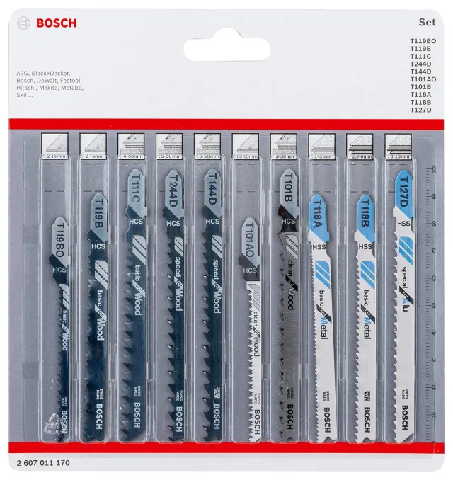 Bosch 2607011170 lames scie sauteuse bois+métal 10 pièces